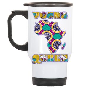 Young African Queen African Cloth Pattern Celebrating Black History Stainless Steel Travel Mug