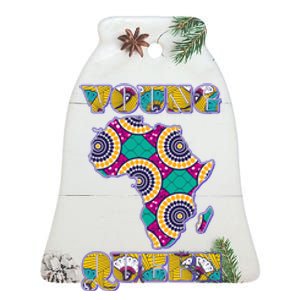 Young African Queen African Cloth Pattern Celebrating Black History Ceramic Bell Ornament