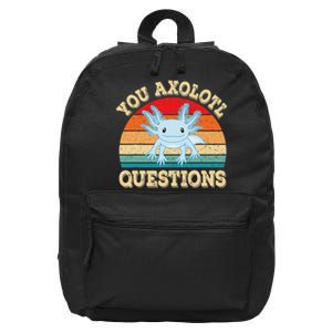 You Axolotl Questions Funny Axolotls Retro Kawaii  16 in Basic Backpack