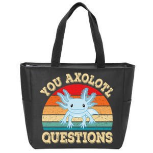 You Axolotl Questions Funny Axolotls Retro Kawaii  Zip Tote Bag