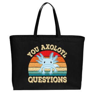 You Axolotl Questions Funny Axolotls Retro Kawaii  Cotton Canvas Jumbo Tote