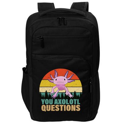 You Axolotl Questions Retro Funny Axolotl Amphibian Lovers Impact Tech Backpack