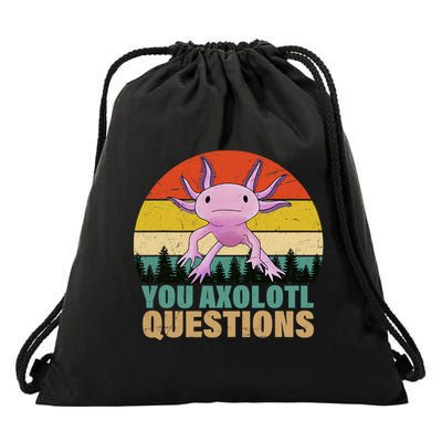 You Axolotl Questions Retro Funny Axolotl Amphibian Lovers Drawstring Bag