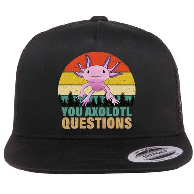 You Axolotl Questions Retro Funny Axolotl Amphibian Lovers Flat Bill Trucker Hat