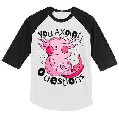 You Axolotl Questions Funny Kids Colorblock Raglan Jersey