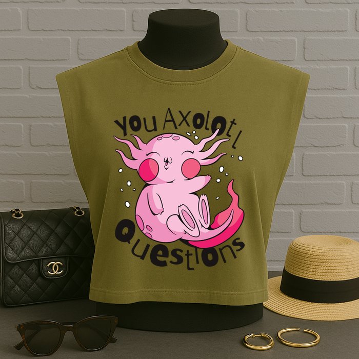 You Axolotl Questions Funny Garment-Dyed Women's Muscle Tee