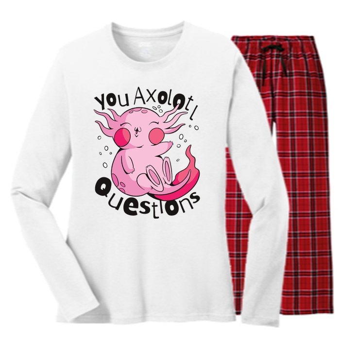 You Axolotl Questions Funny Women's Long Sleeve Flannel Pajama Set 