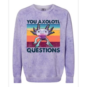 You Axolotl Questions Design Kids Men Women Funny Salamander Colorblast Crewneck Sweatshirt