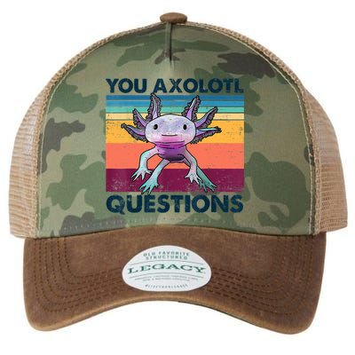 You Axolotl Questions Design Kids Men Women Funny Salamander Legacy Tie Dye Trucker Hat