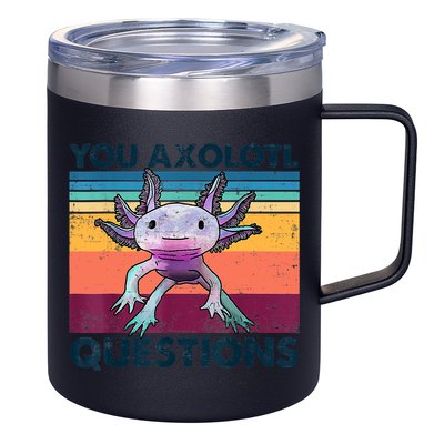 You Axolotl Questions Design Kids Men Women Funny Salamander 12oz Stainless Steel Coffee Mug