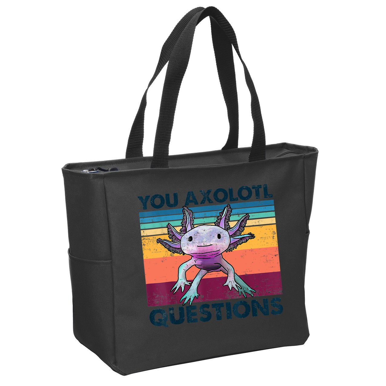 You Axolotl Questions Design Kids Men Women Funny Salamander Zip Tote Bag