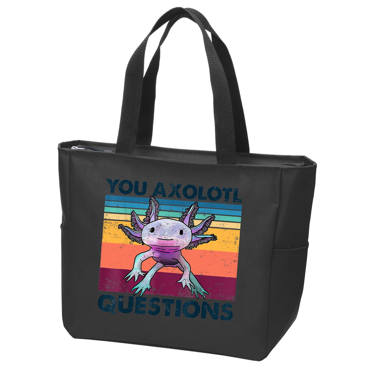 You Axolotl Questions Design Kids Men Women Funny Salamander Zip Tote Bag