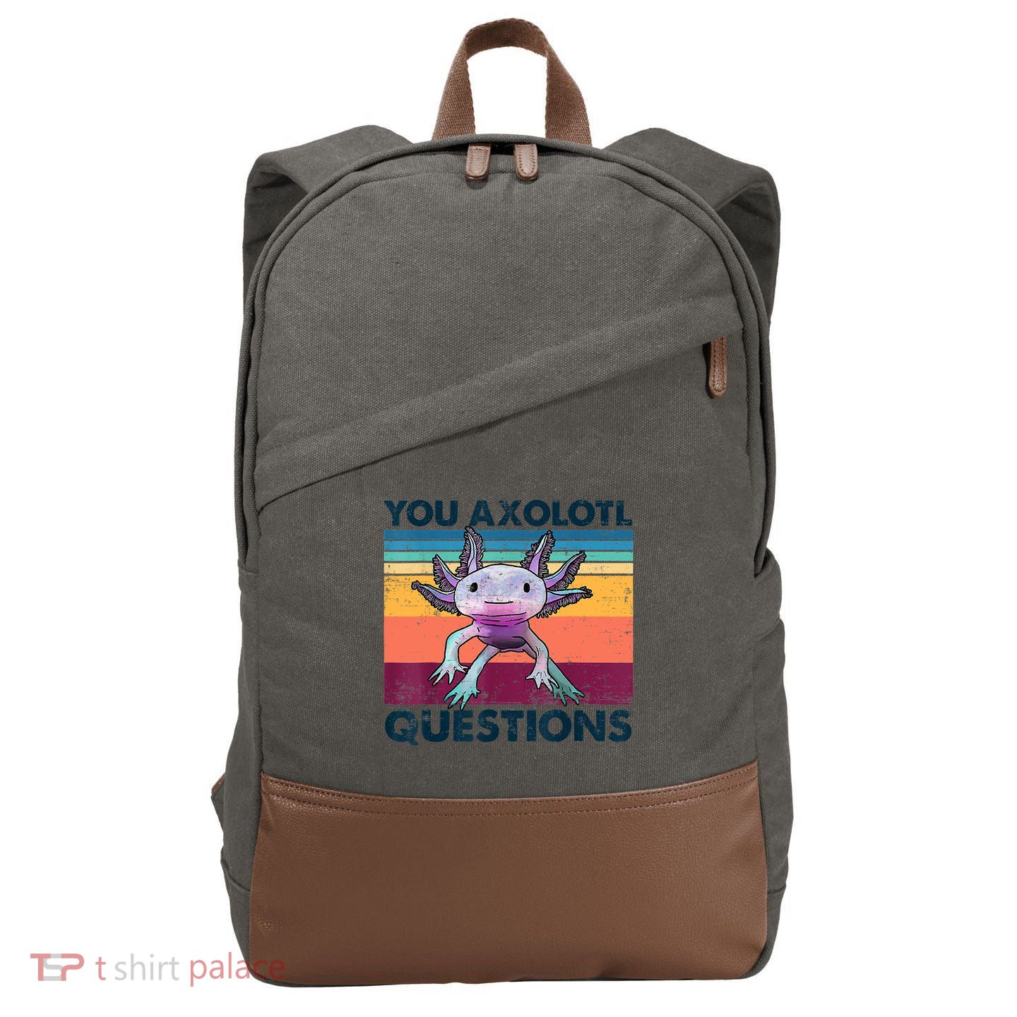 You Axolotl Questions Design Kids Men Women Funny Salamander Cotton Canvas Backpack