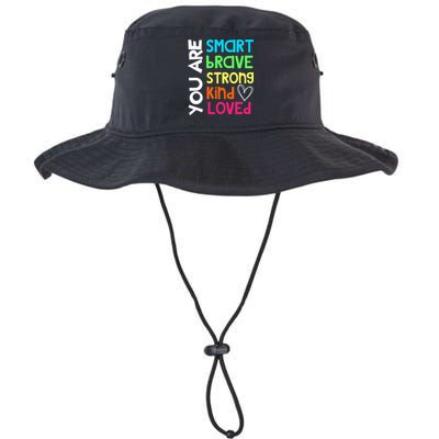 You Are Smart Brave Strong Kind Loved Motivation Teacher Bucket Hat