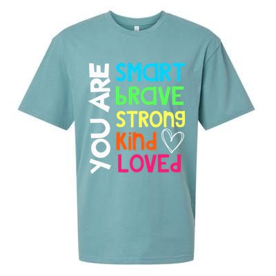 You Are Smart Brave Strong Kind Loved Motivation Teacher Sueded Cloud Jersey T-Shirt