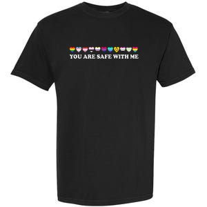 You Are Safe With Me Rainbow Bi Lgbt Pride Garment-Dyed Heavyweight T-Shirt