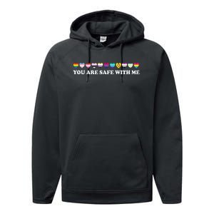 You Are Safe With Me Rainbow Bi Lgbt Pride Performance Fleece Hoodie