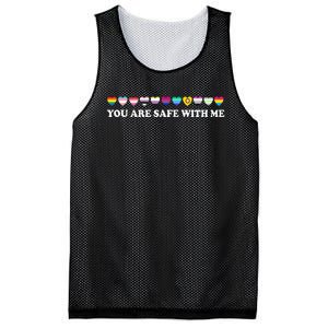 You Are Safe With Me Rainbow Bi Lgbt Pride Mesh Reversible Basketball Jersey Tank