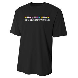 You Are Safe With Me Rainbow Bi Lgbt Pride Performance Sprint T-Shirt