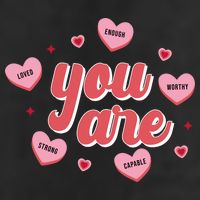 You Are Self Love Hearts 7 Panel Mesh Trucker Snapback Hat