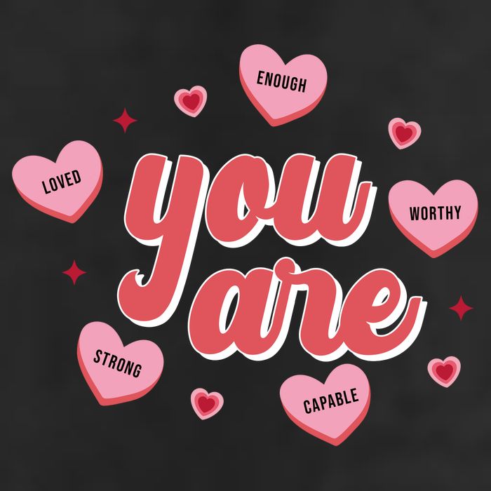 You Are Self Love Hearts 7 Panel Mesh Trucker Snapback Hat