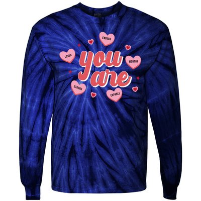 You Are Self Love Hearts Tie-Dye Long Sleeve Shirt