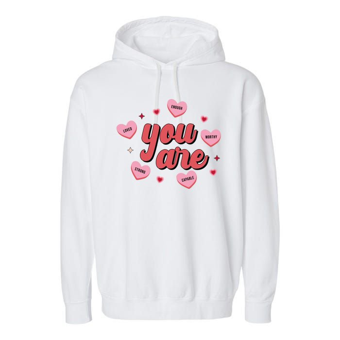 You Are Self Love Hearts Garment-Dyed Fleece Hoodie