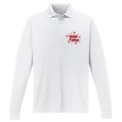 You Are Self Love Hearts Performance Long Sleeve Polo