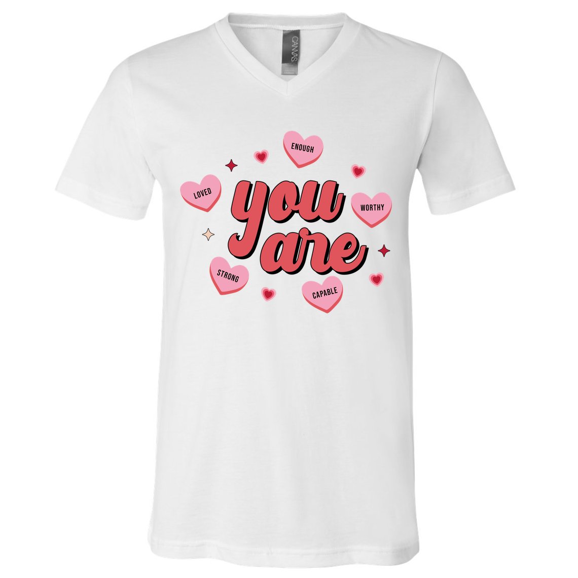 You Are Self Love Hearts V-Neck T-Shirt
