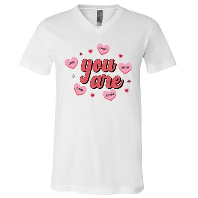 You Are Self Love Hearts V-Neck T-Shirt