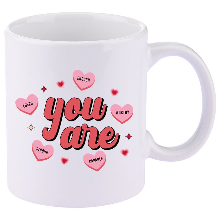 You Are Self Love Hearts 11oz C Handle Ceramic Mug
