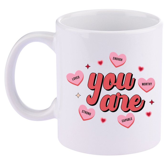 You Are Self Love Hearts 11oz C Handle Ceramic Mug