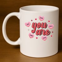 You Are Self Love Hearts 11oz C Handle Ceramic Mug