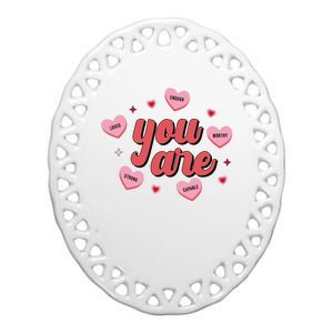 You Are Self Love Hearts Ceramic Oval Ornament