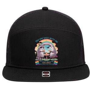 You Are Safe With Me Pride Month Lgbt 7 Panel Mesh Trucker Snapback Hat