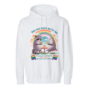 You Are Safe With Me Pride Month Lgbt Garment-Dyed Fleece Hoodie