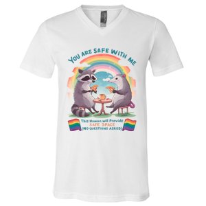 You Are Safe With Me Pride Month Lgbt V-Neck T-Shirt