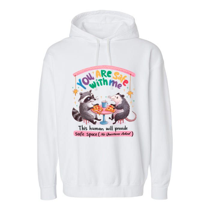 You Are Safe With Me Raccoon Lgbt Garment-Dyed Fleece Hoodie