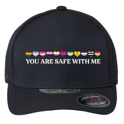 You Are Safe With Me Lgbt Flag Flexfit Unipanel Trucker Cap