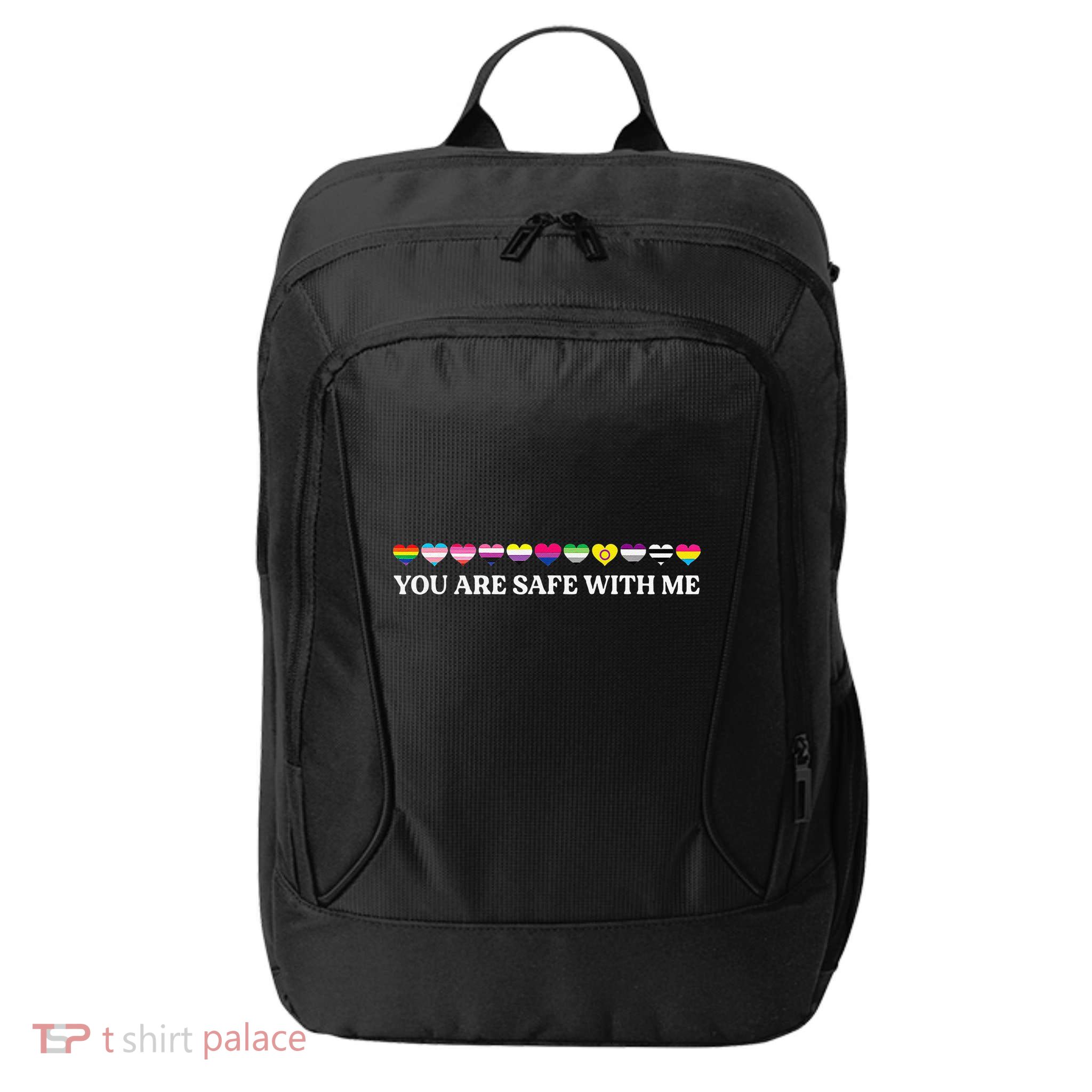 You Are Safe With Me Lgbt Flag City Backpack