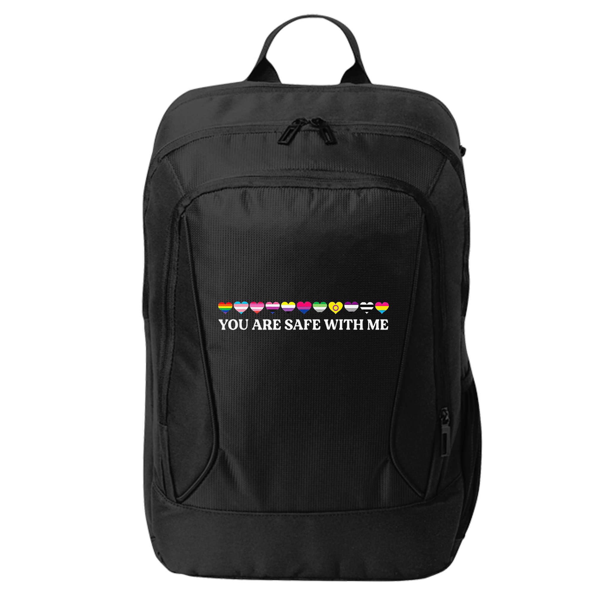 You Are Safe With Me Lgbt Flag City Backpack
