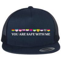 You Are Safe With Me Lgbt Flag Flat Bill Trucker Hat