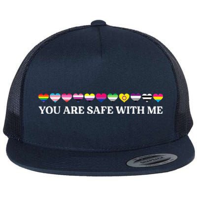 You Are Safe With Me Lgbt Flag Flat Bill Trucker Hat