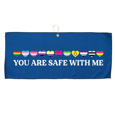 You Are Safe With Me Lgbt Flag Large Microfiber Waffle Golf Towel