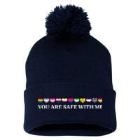 You Are Safe With Me Lgbt Flag Pom Pom 12in Knit Beanie