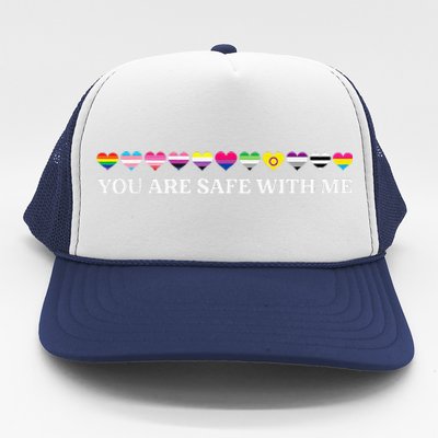 You Are Safe With Me Lgbt Flag Trucker Hat