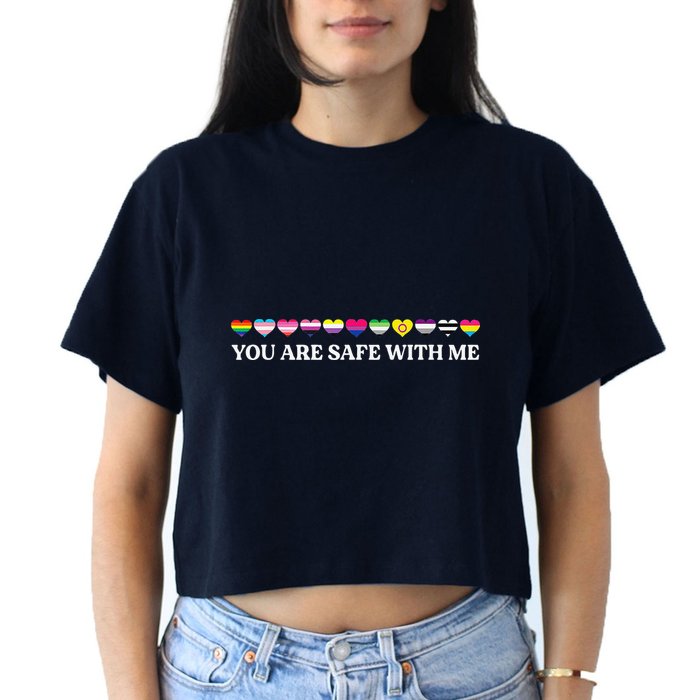 You Are Safe With Me Lgbt Flag Women's Crop Top Tee