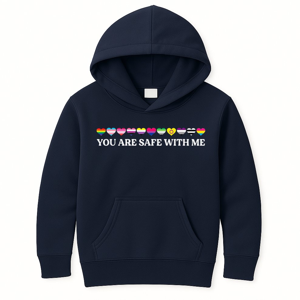 You Are Safe With Me Lgbt Flag Kids Hoodie