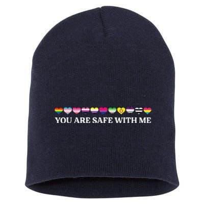 You Are Safe With Me Lgbt Flag Short Acrylic Beanie