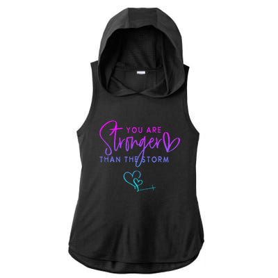 You Are Stronger Than The Storm Funny Christian Ladies PosiCharge Tri-Blend Wicking Draft Hoodie Tank